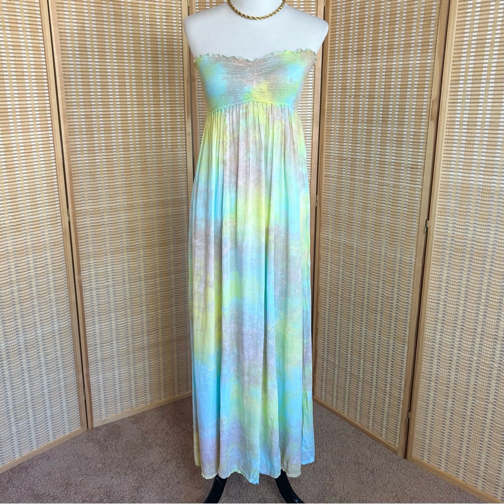 Tiare Hawaii One Size Strapless Tie Dye Breezy Sundress